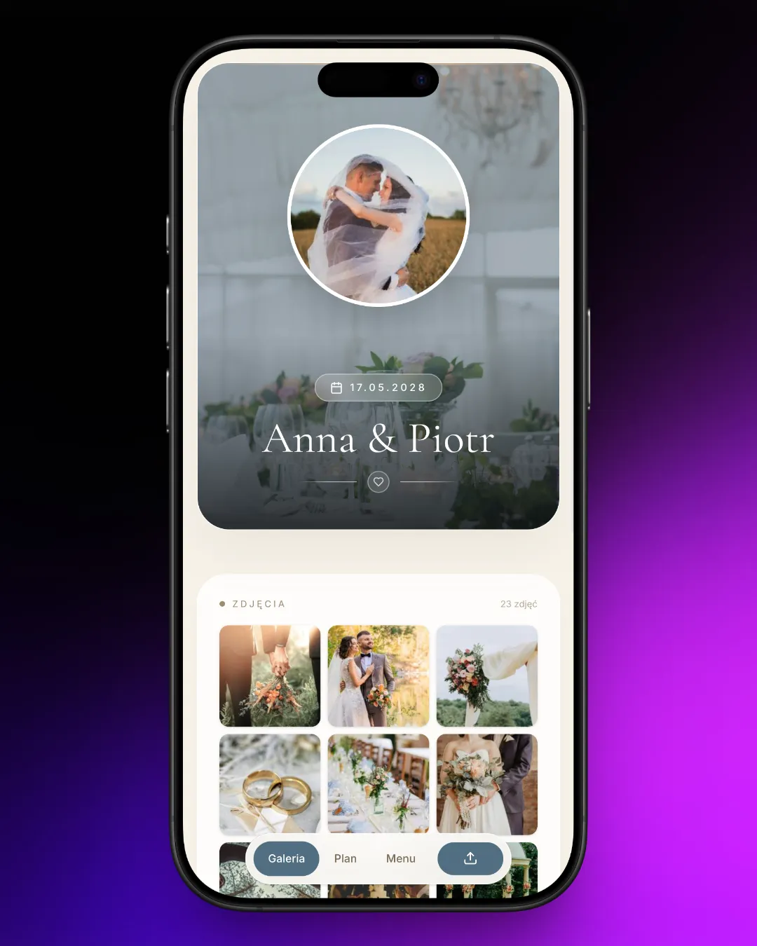 Galeria zdjęć weselnych w aplikacji